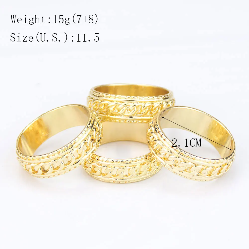 Sunspicems Gold Color Men's Finger Ring Punk Iron Chain Ring Street Boy Motorcycle Hero Jewelry