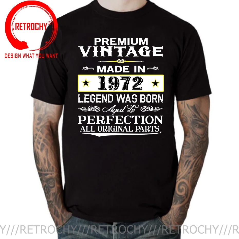 

Классическая Ретро футболка Best Of 1972, Мужская Винтажная футболка, сделанная в 1972 году, для рожденных, 52Th, подарок на день рождения, оригинальная трехцветная Футболка для парней