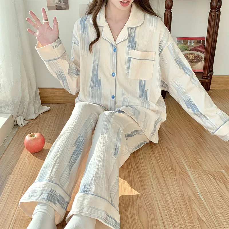 Pajamas, Women's Cardigan, Long Sleeved Pants, Home Clothing, Two-piece Set, Can Be Worn Externally