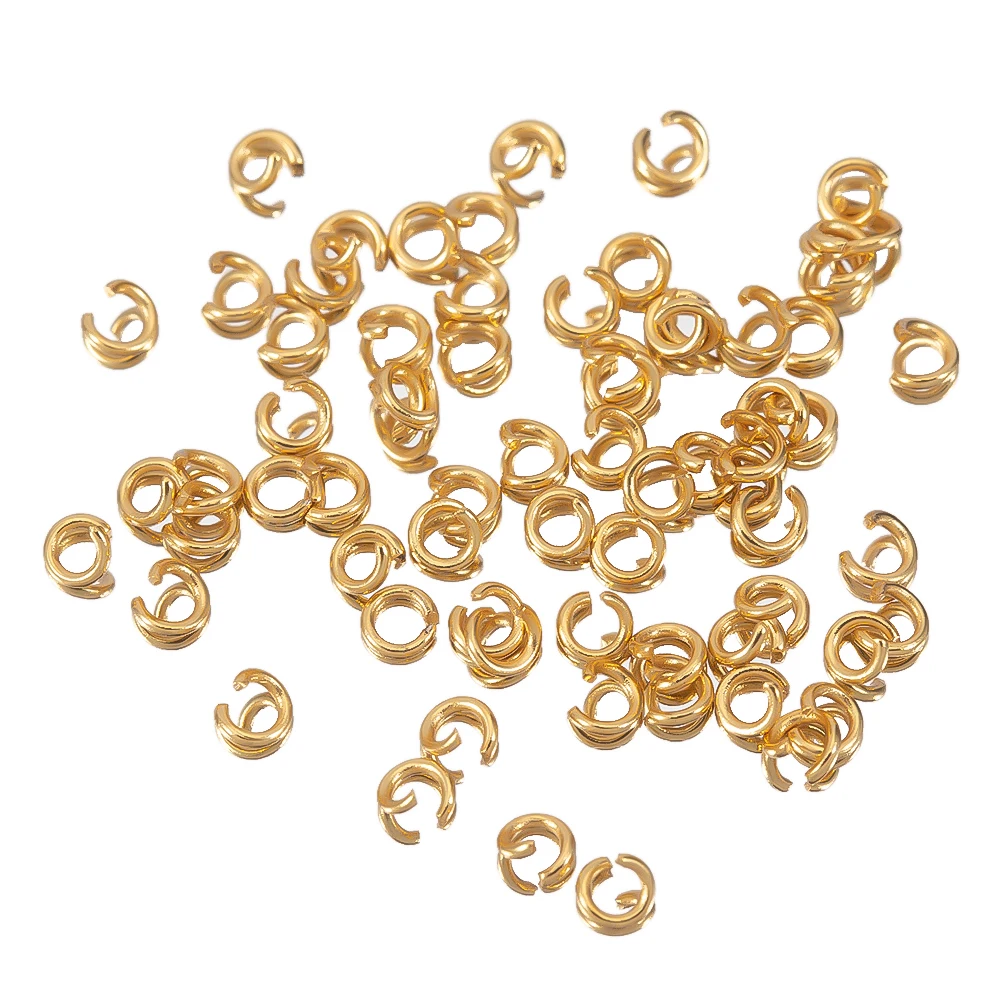 200pcs 100pcs 스테인레스 스틸 점프 반지 3-10mm 오픈 분할 반지 목걸이 팔찌 골드 컬러 커넥터 DIY 쥬얼리 만들기위한