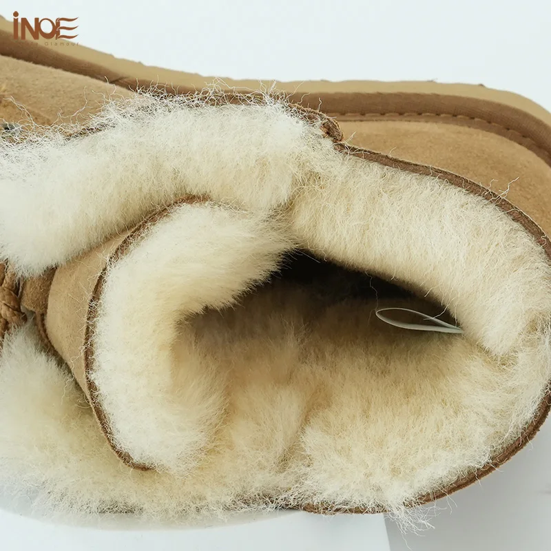 Women Fashion Casual Short Winter Snow Boots Sheepskin Suede Leather Shearling Sheep Fur Wool Lining Warm Shoes Waterproof women snow boots
