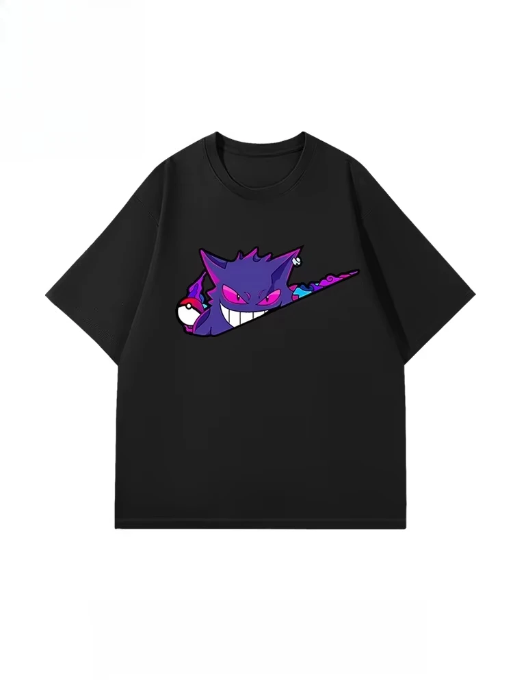 Pokémon Anime Gengar Kreatives Spaßiges Bedrucktes T-Shirt Sommer Herren- und Damen-T-Shirt Trendiges Lockeres Lässiges Y2K 2026 Neues Streetwear