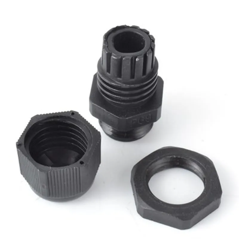 Waterproof Nylon Plastic Cable Gland Connector IP68 PG7 PG9 PG11 PG13.5 PG16 White Black 10Pcs