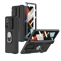 Magnetic Hinge Slide Lens Protective Ring Holder Case for Samsung Galaxy Z Fold Series (No pen1)