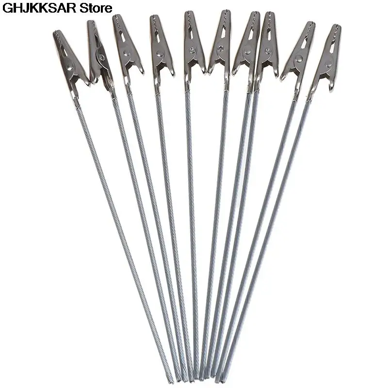 10pcs Non-insulated Alligator Clips Metal Electric Test Crocodile Clip Clamps Alligator Clip Wire Rope In Clips NEW alligator clips alligator clip adapter