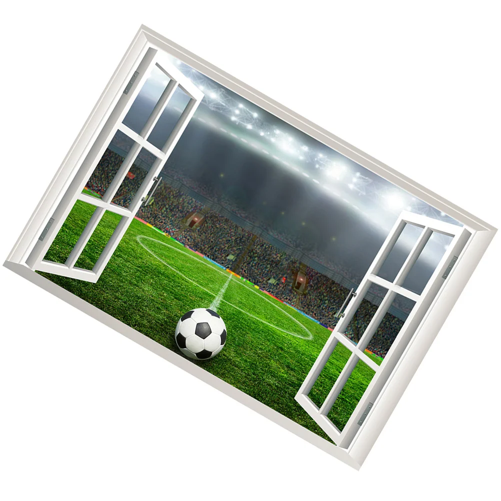 

Fake Window Decorative Wall Sticker Football Poster Wall Decal Living Room Decor Wall Sticker