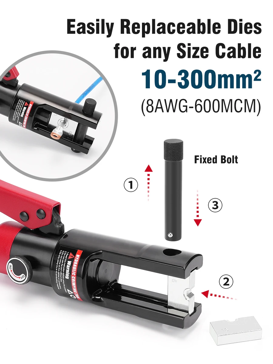 Industrial YQK-300 Manual Hydraulic Crimping Tool with Crimping Range 10-300mm2 Cable Lug Press Cable Terminal 3