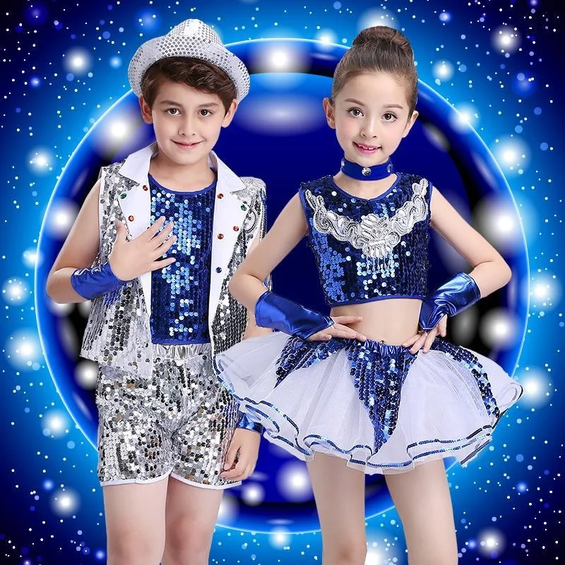 Children's Jazz Dance Costume Boys' modern dance Street Dance Performance Costume Girls' Sequins Jazz Dance Performance