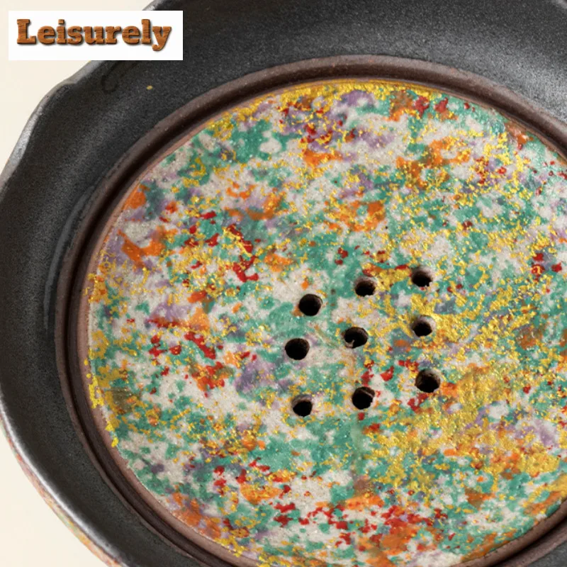 Rock Painting Time Glazed Jianshui Luxury Tea Washing Basin Tea Garbage Can Household Chaxi Tea Services Equipment Ornaments