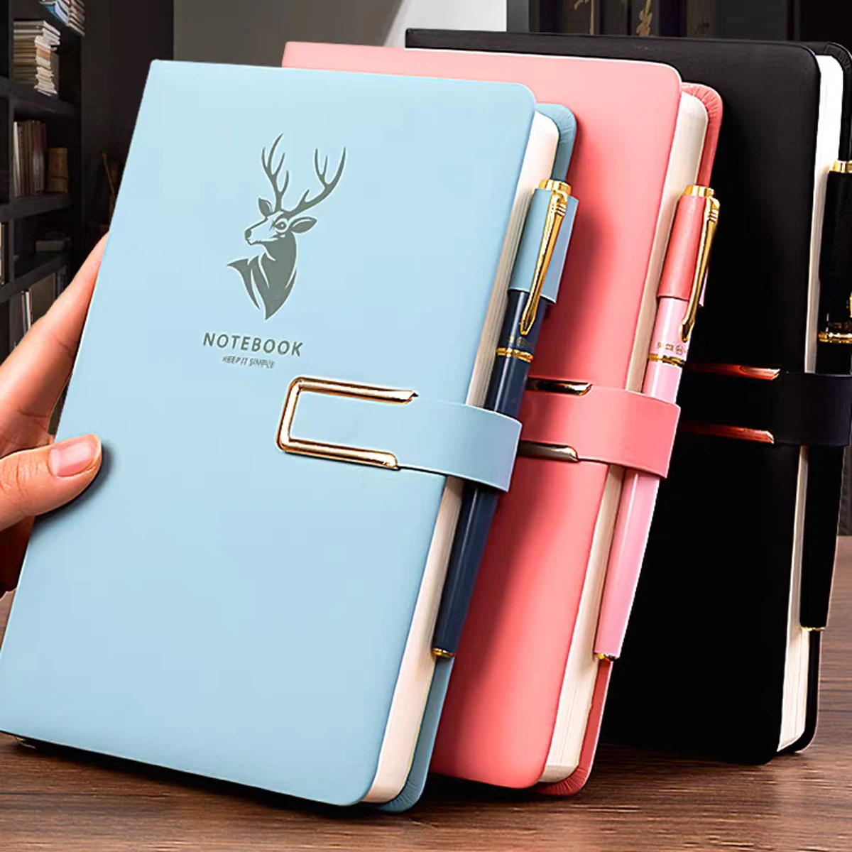 A5 Notebook Leather Cover 80 Pages/160 Pages Thickened Notepad Magnetic Buckle 80GSM Business Office Work Conference Record Book