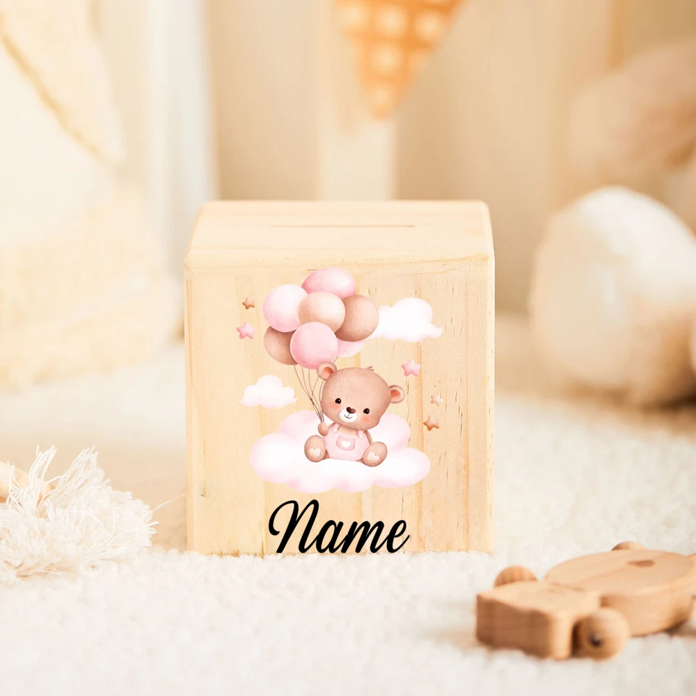 Personalized Money Box Coin Bank Wood Kids Coin Collection Box for Child
