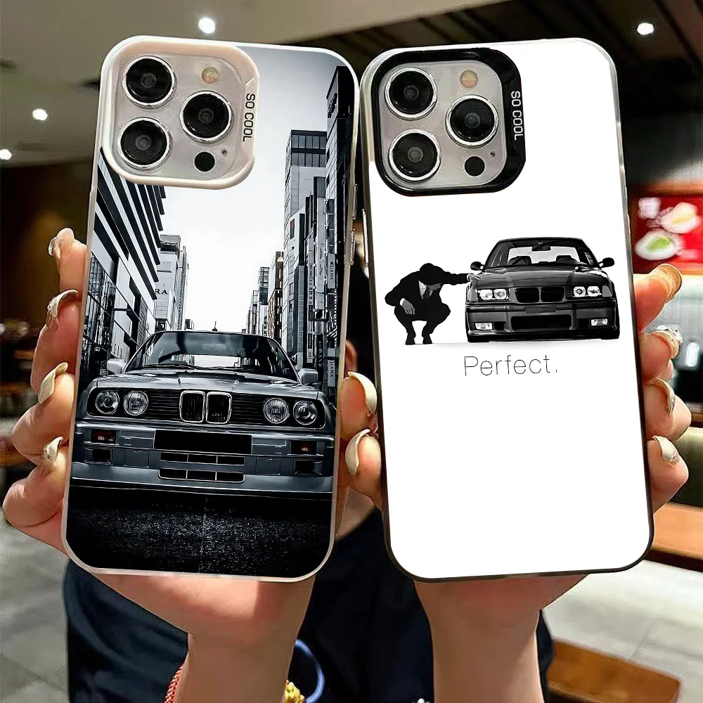 Shockproof Silver Car-Inspired Phone Case with Colorful Design