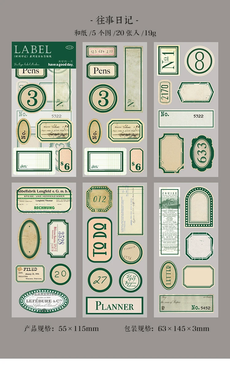 20 stücke Vintage Etiketten Aufkleber Dekorative Adhesive Diy Aufkleber hand made junk journal Kreativität Collage material – Detail 13