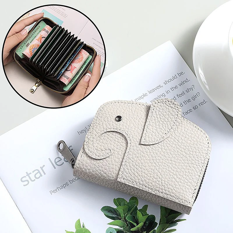 

1PCS New Japanese Creative Ins Style Cute Elephant Zipper Wallet Women's Fresh And Compact Leather Coin Purse Cute Wallet