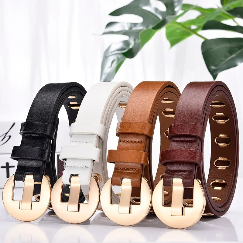 Maikun New Women Belt Adjustable Hole Grunge Punk Belts for Women Alloy Pin Buckle Leather Belt for Pants Dresses Trendy Belt