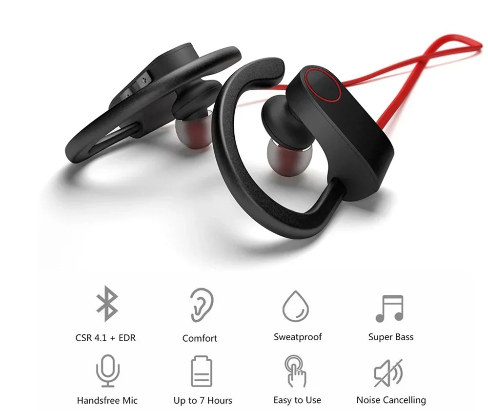 

IPX7 Waterproof HD Stereo Headphones Best Wireless Sports Earphones Sweatproof In Ear Earbuds handsfree Bluetooth