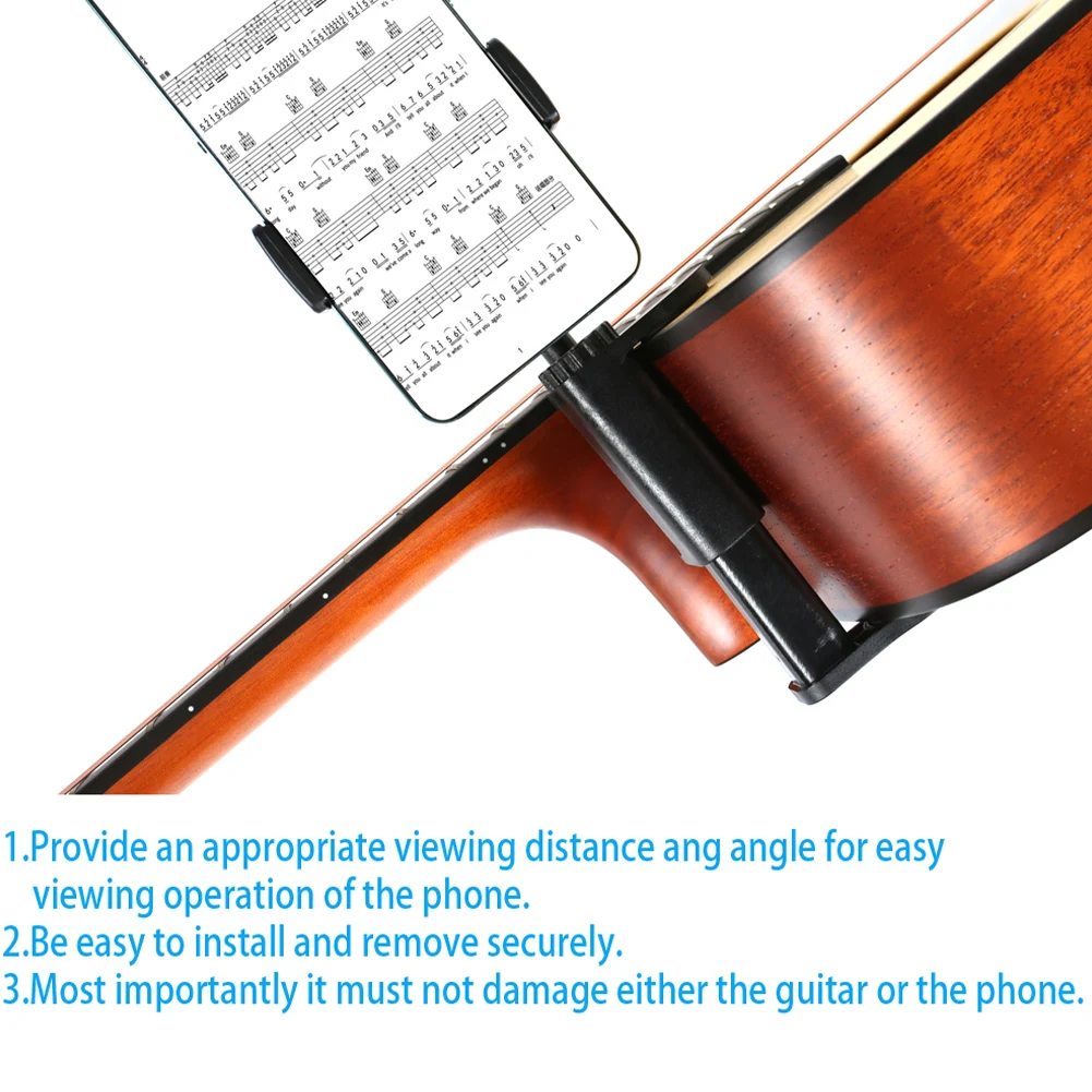 Gitarren-Telefonhalter, verstellbare Telefonunterstützung, Freisprech-Gitarrenständer, Handy-Halterung für die Aufnahme von Streaming-Gitarrenzubehör – Detail 12