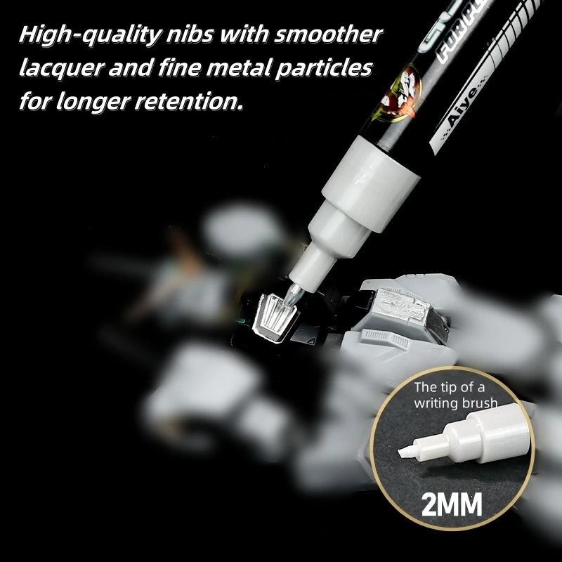 Metallic Markers Colouring Pens for Mech Painting Golden Paint Marker Pen Silvery Reflective Paint Model Marker Pen 2