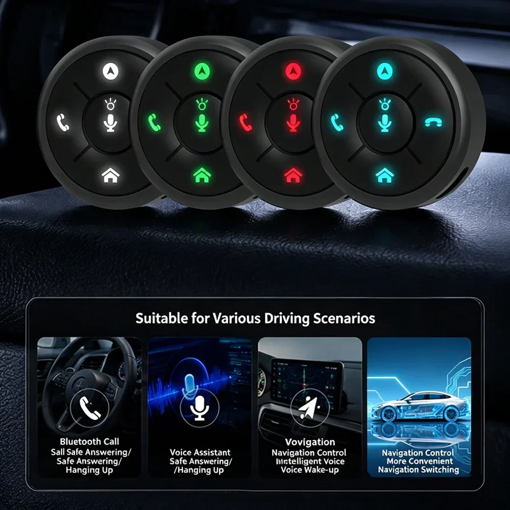 Telecomando intelligente wireless Bluetooth a 10 tasti per auto e moto, pulsante sul volante per riproduzione di musica e contenuti multimediali su iOS e Android - Image 4