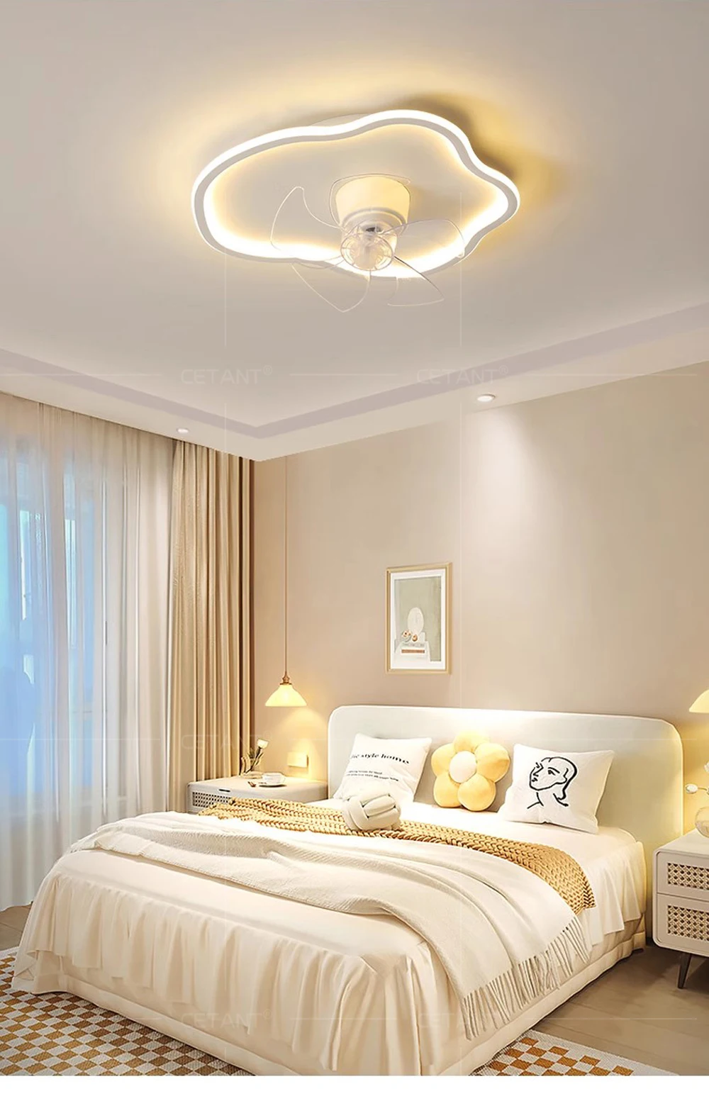 Description Picture 2 of itemModern LED Fan Ceiling Light 360 Degree Swing Head Mute Fan Lamp For Study Bedrooms Living Rooms children's room Home Decoration