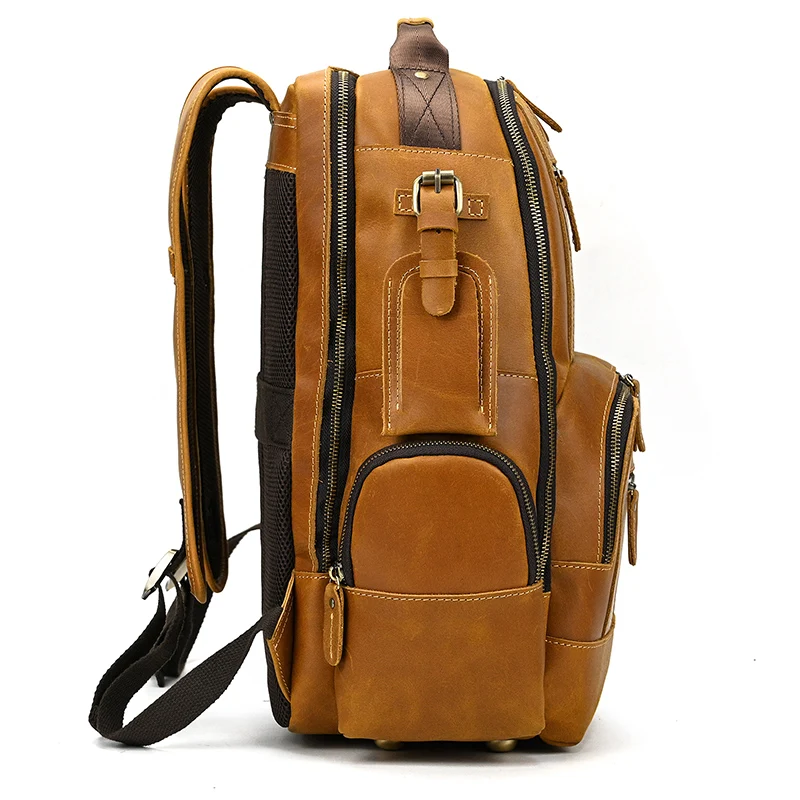 Leather College Backpack For Men