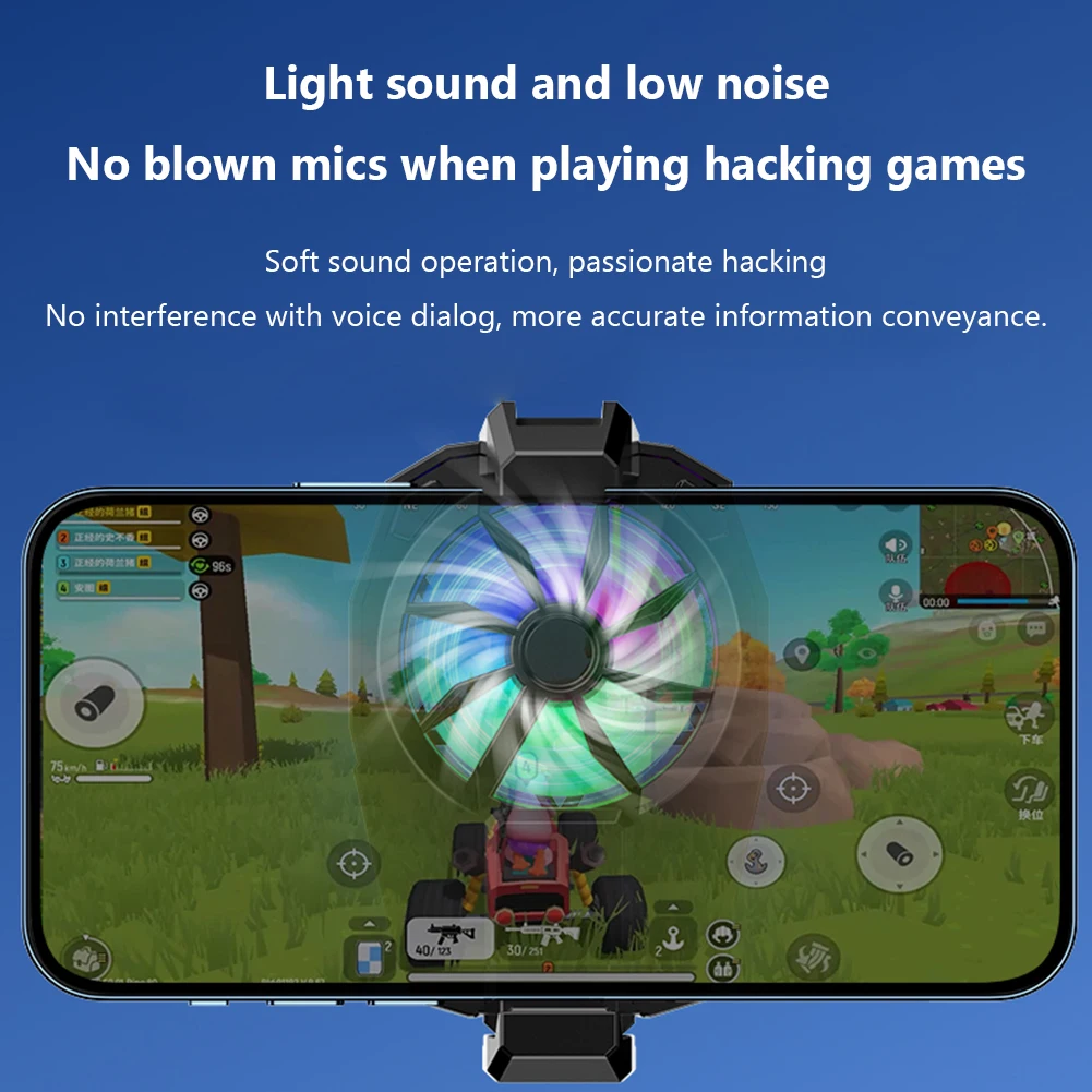 Universal Mobile Phone Cooling Fan RGB Cool Fan Radiator Turbo Hurricane Game Cooler Portable Mini Fan for Samsung/IPhone/Huawei