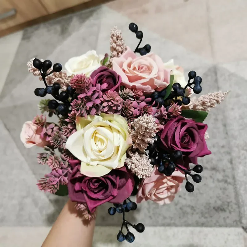 Foam Artificial Berry Branch Flower artificial plants artificial flowers artificial flower bouquet artificial flower artificial branches Fake Black Fruit Wedding Home Table Party Decor Christmas New Year DIY Bouquet Accessories