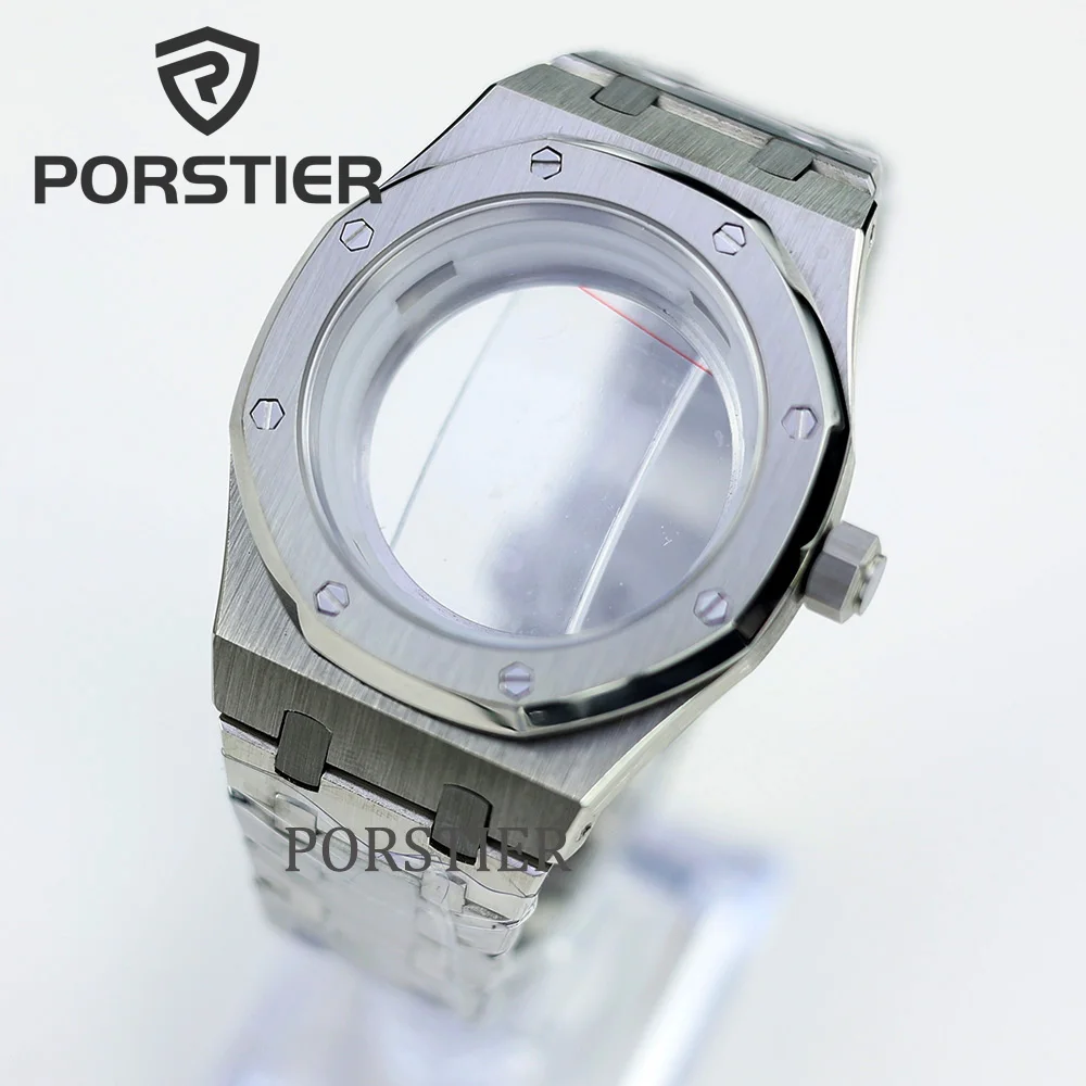 

High Quality 41mm NH35 Case Stainless Steel Strap Watch Case Sapphier Waterproof for Royal Oak NH35 NH36 Movement Modified Parts