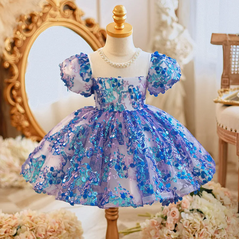 

Girls' dress Spring piano performance catwalk Performance dress High-end princess dress Children's birthday hosting flower girl