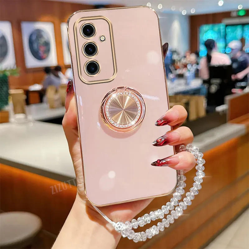 Luxury Crystal Strap Lanyard Circle Phone Holder Case