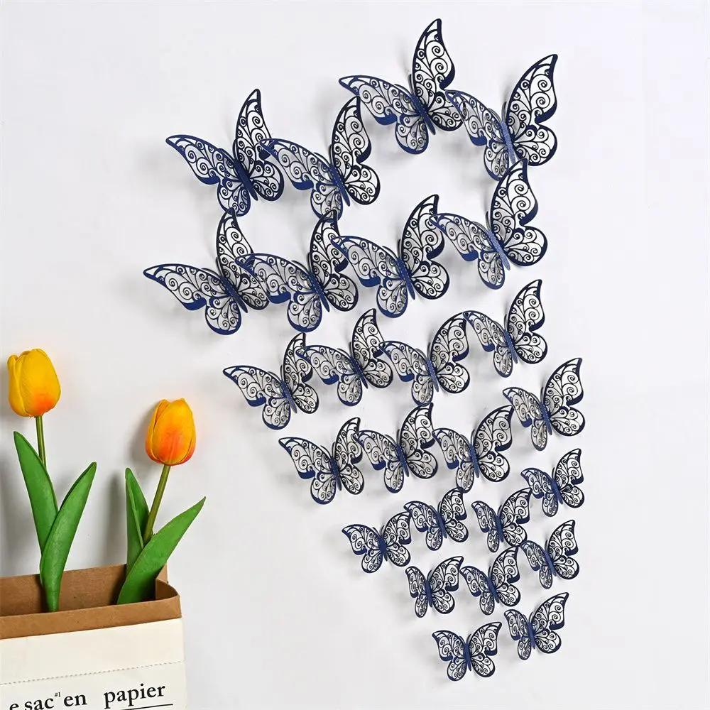 12PCS Party Decoration Wedding Butterflies Art Wall Art Decor Wall Decals 3D Butterfly Stickers Hollow Butterflies Decals,Butterfly Wall Decor,3d Stickers,3d Wall Stickers