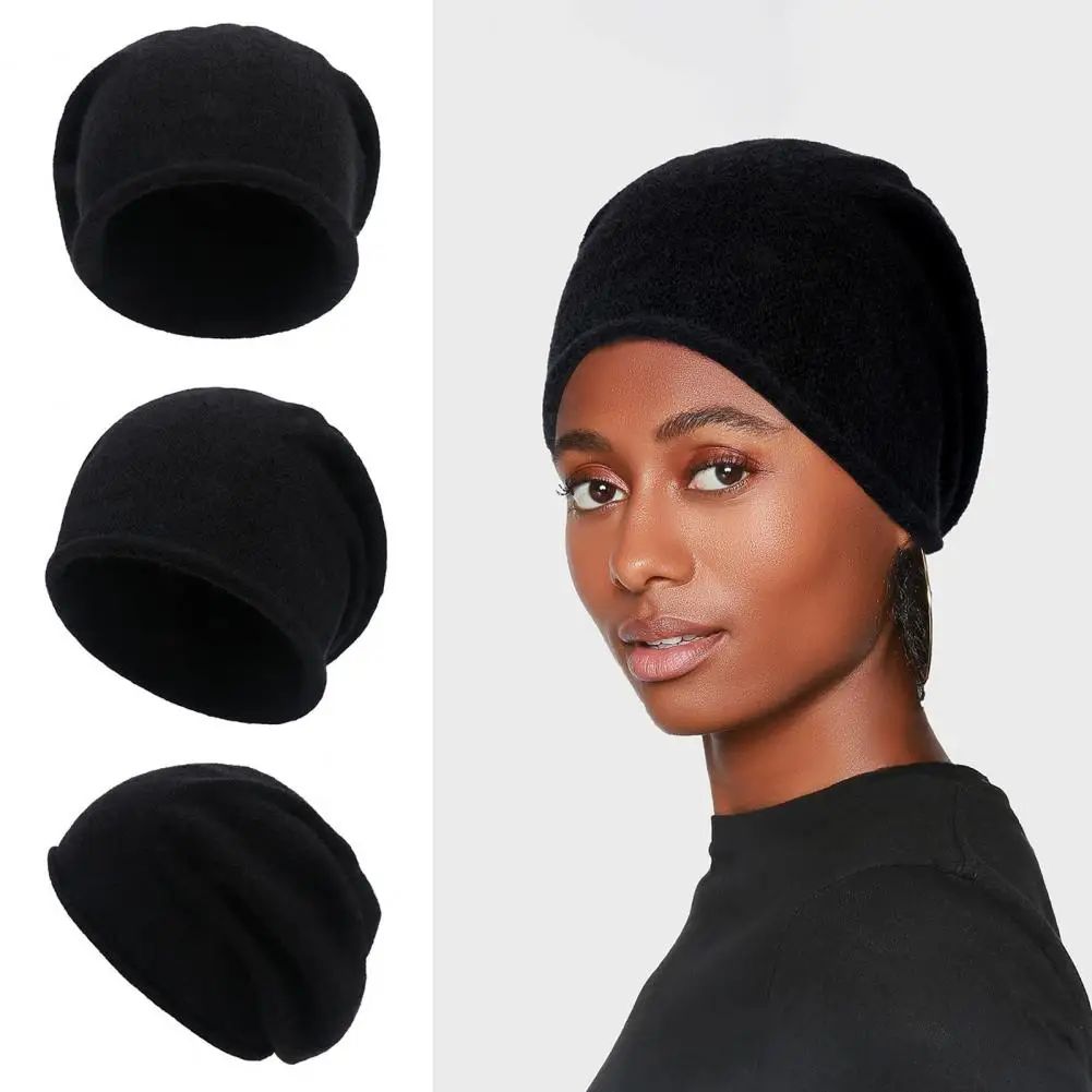 Autumn Winter Hat Cozy Knitted Women's Winter Hat Elastic Thick Warm Beanie Cap for Cold Weather Soft Stylish Solid Color Lady's