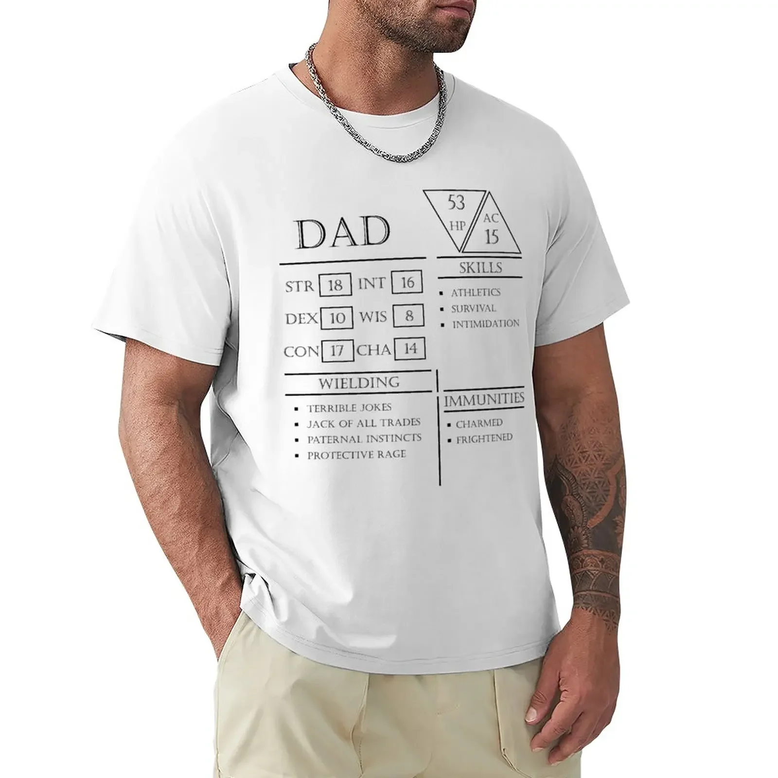 

Dad Stats - Character Sheet - Black T-Shirt new edition oversized black t-shirts for men