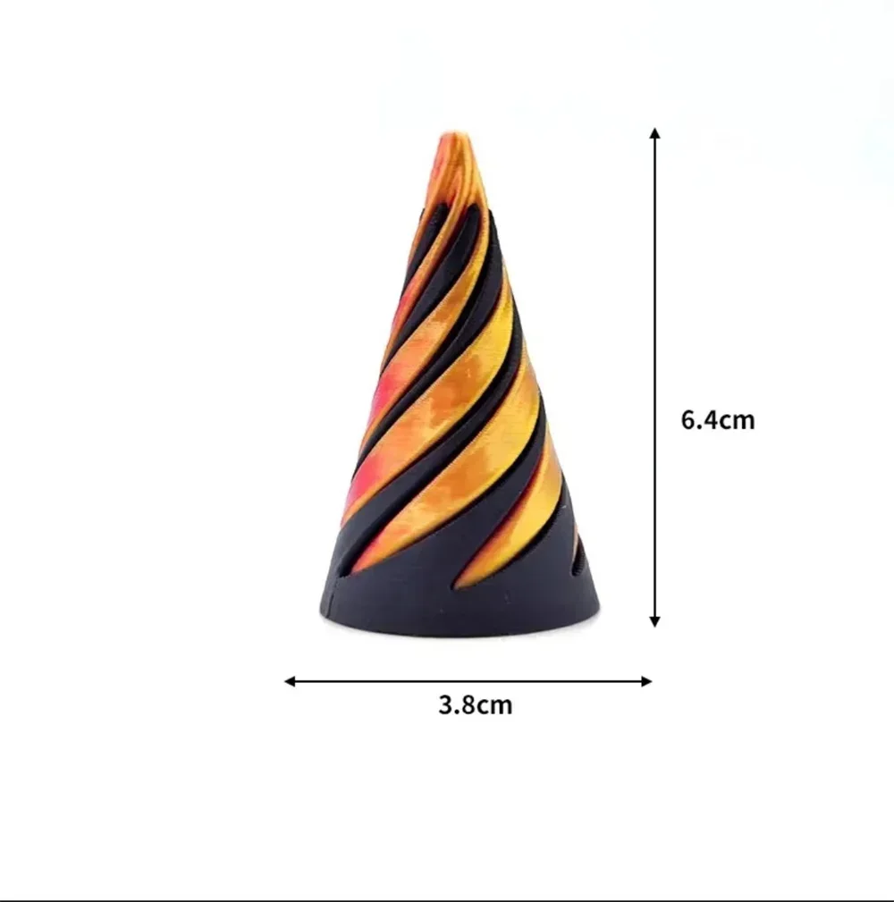 Spiral Cone Pyramid 3D Printed Vortex Sculpture Ornament