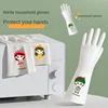 Premium Food Grade Nitrile Gloves for Adults and Kids - Cartoon Design for Kitchen and Household Cleaning 1