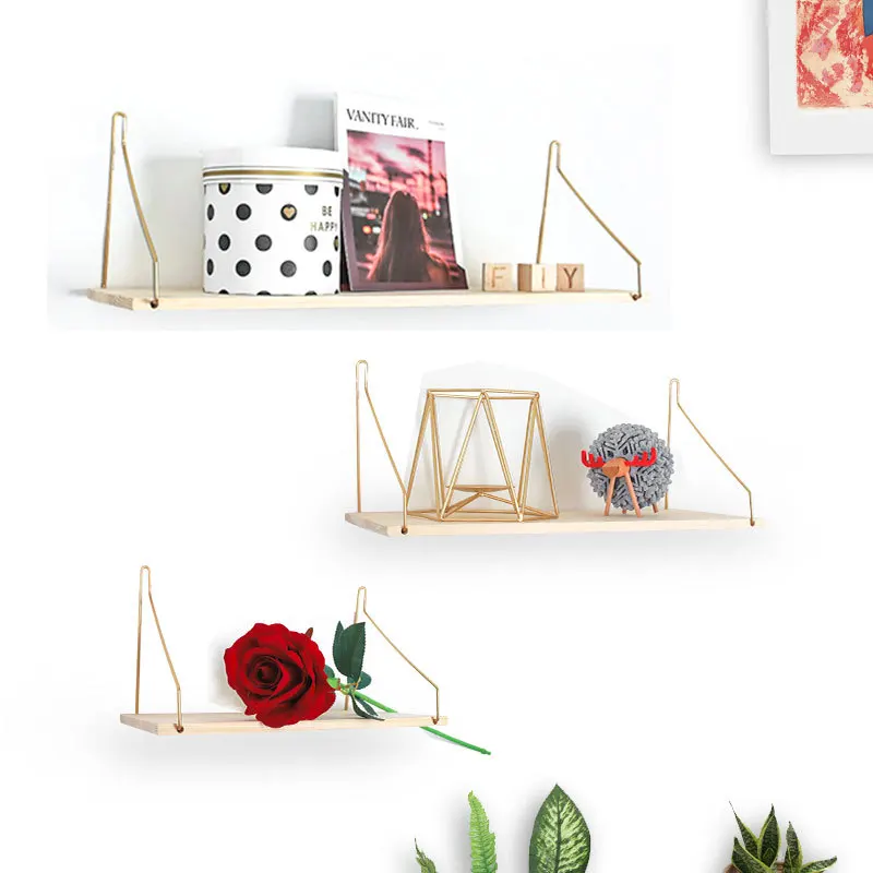 

Simple Nordic Wooden Wall Storage Rack Living Room Bedroom Kitchen Porch Wall Hanging Decorative Storage Rack