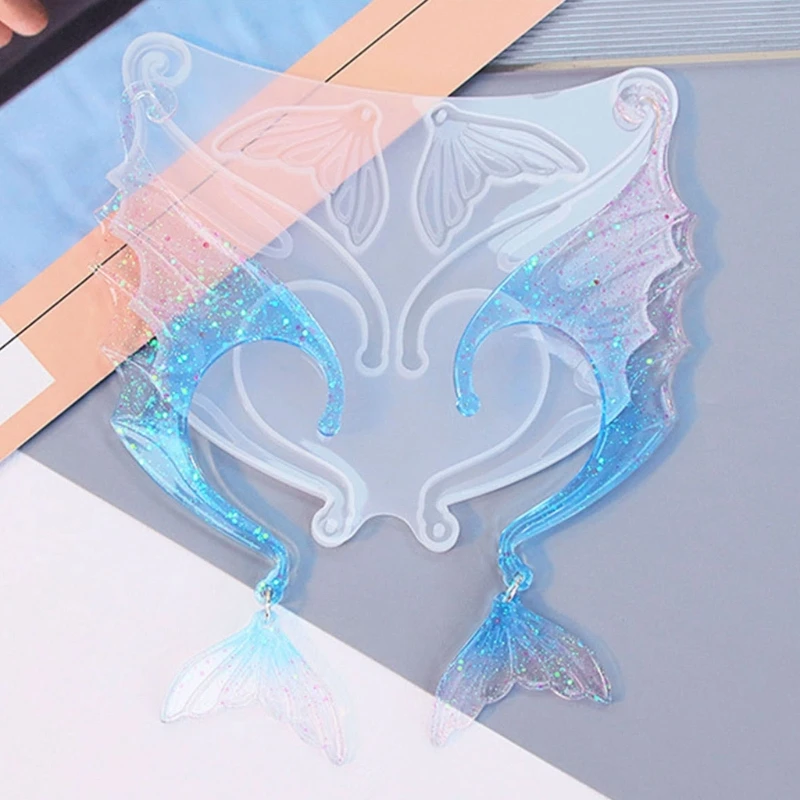 DIY Fish Tail Elf Ear Covers Silicone Molds Ear Clips Fairy Wing No Piercing Earrings Jewelry UV Epoxy Resin Mold Tools