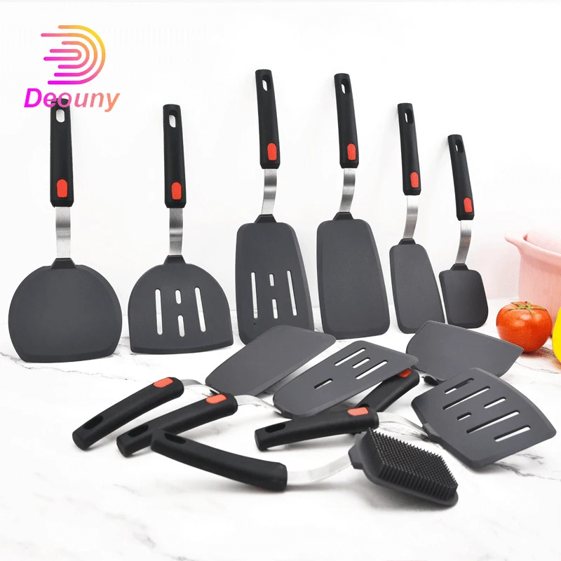 Spatulas For Nonstick Cookware Stainless Steel And Silicone Turner For Eggs  Steak Heat Resistant Kitchen Cooking Flipper Utensil - Utensils - AliExpress