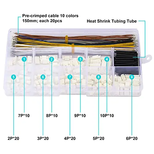JST Connector Kit 1.25mm Pitch JST-GH 1.25 Connector with 28AWG Pre-Crimped Cables,GH 1.25mm Housing (GH-Kit)