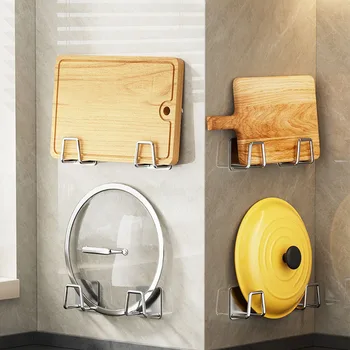 Mensole da cucina a parete non perforate, scaffali per tagliere, scaffali per coperchi, ganci, scarpiere per lavello, utensili da cucina 1