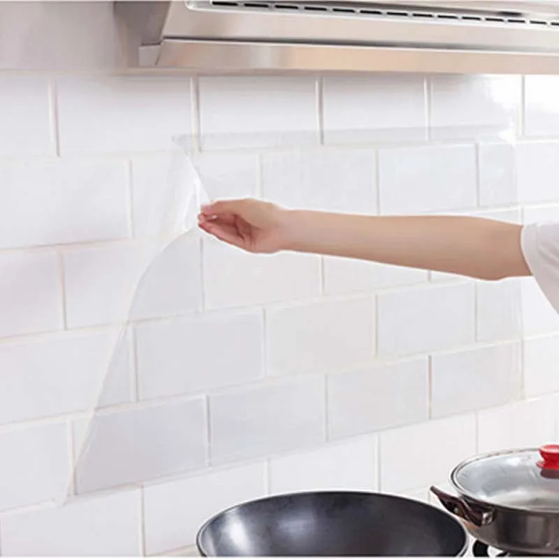 New Kitchen Oil Proof Wall Sticker Clear Glossy Self Adhesive Film Covering Removable Protective Film Shelf Drawer Liner