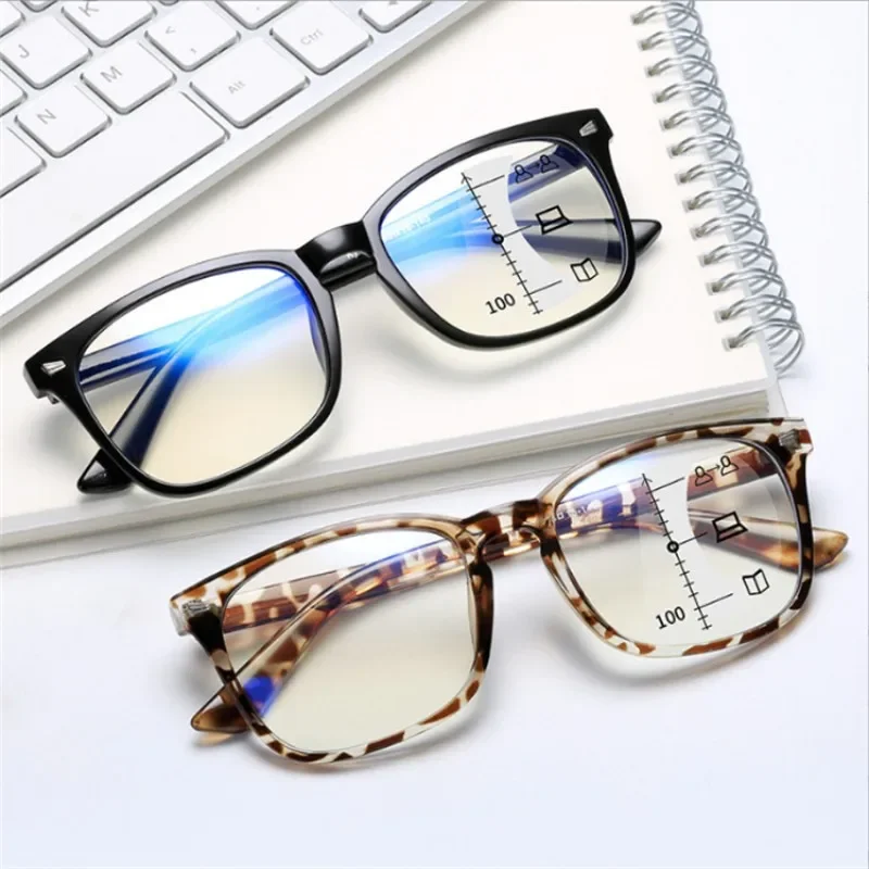 Progressive Multifocal Anti Blue Reading Glasses Intelligent Zoom Far and Near Dual Light Presbyopic Glasses