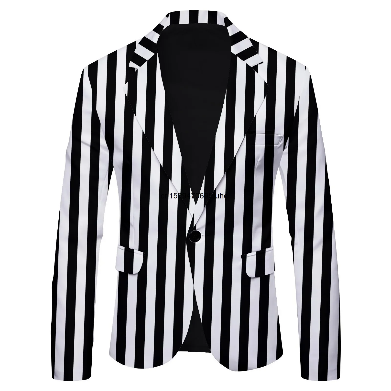 Men Blazers Stripe Printing Suit Jacket men blazers