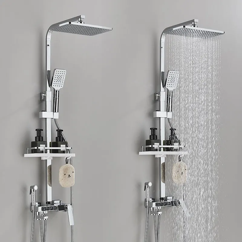 Description Picture 6 of itemBlack Thermostatic Shower Faucet Set Brass Digital Display Hot Cold Mixer Bathroom Systems Rainfall ABS Plastic Shower Head