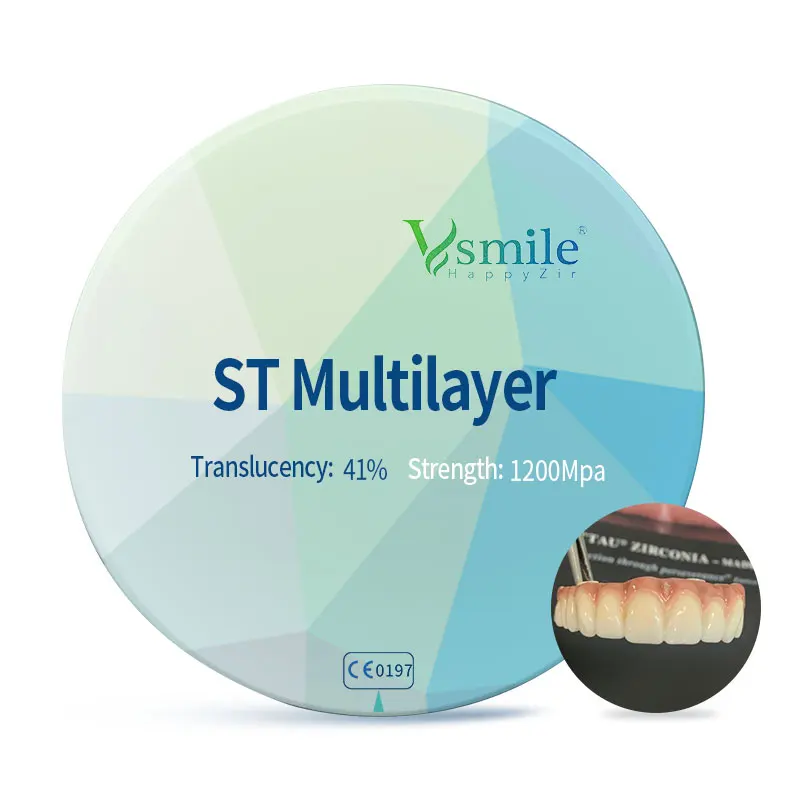 

Vsmile ST Zirconia Block For 98mm Open System 41% Translucency and 1200Mpa for make Coping Abutment and Full Contour Bridge