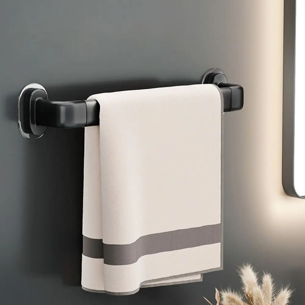 26/46cm Space Aluminum Wall Mounted Towel Rack Punch-free Bathroom Towel Bar Shower Room Hanger Holder Single Rod Useful