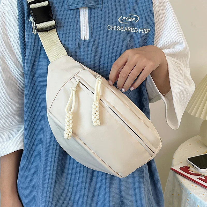 

Casual Trend Waist Bag Hip Pack Street Style Women Belt Bags Large Capacity Canvas Waist Pack Unisex Hip Hop Crossbody Chest Bag
