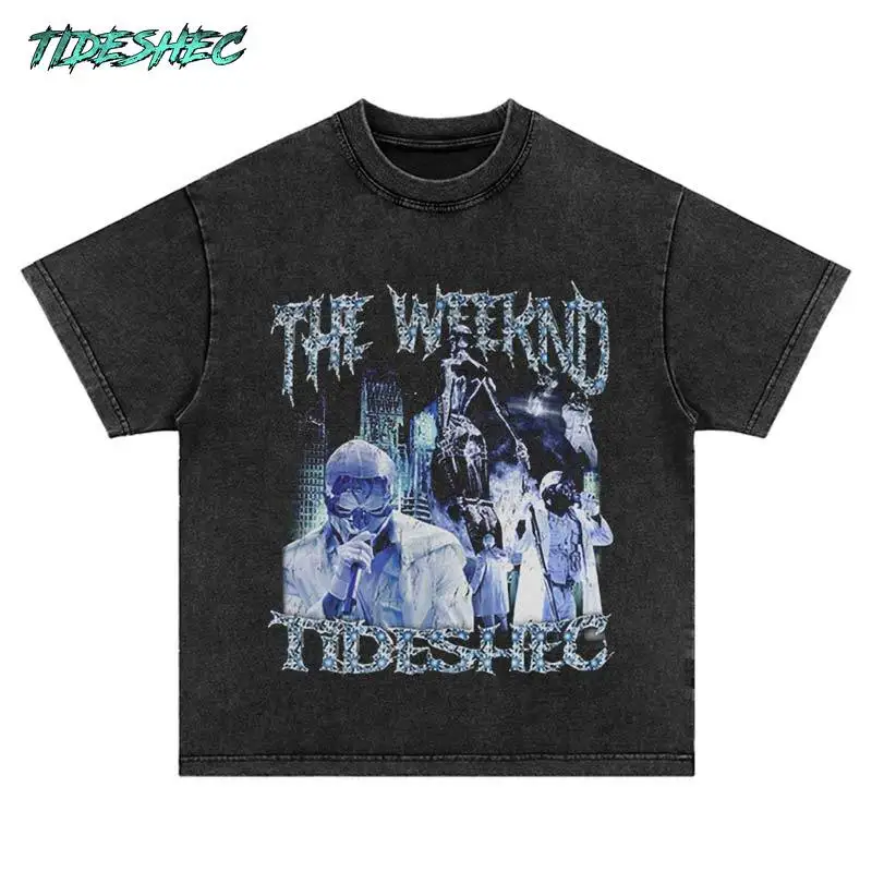 

Футболка мужская хлопковая оверсайз, винтажная одежда для уличных танцев в стиле Харадзюку, портретная одежда с принтом