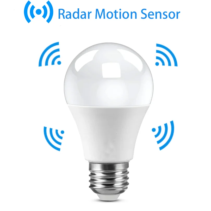 Radar Detection LED Light Bulb 220V E27 12W Radar Motion Induction Lamp Built-in Radar/Light Sensors For Home Stairs