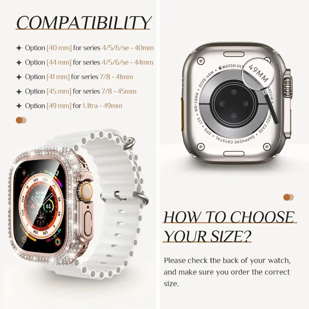 Elegant Diamond Bling Apple Watch Bumper with Screen Protector